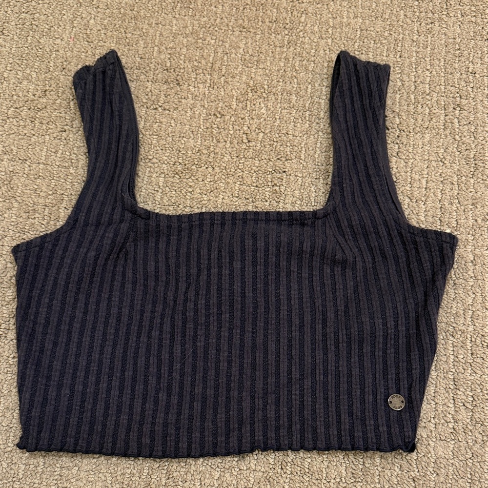 Roxy Navy Striped Crop Top